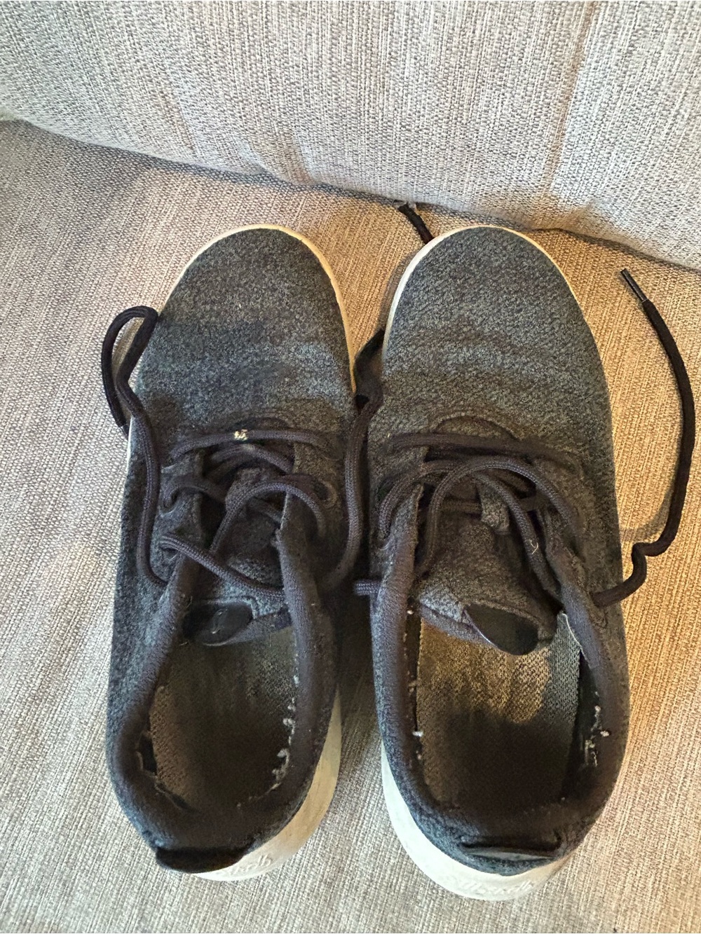allbirds Men's Dark Gray Wool Knit Lace-Up Sneakers